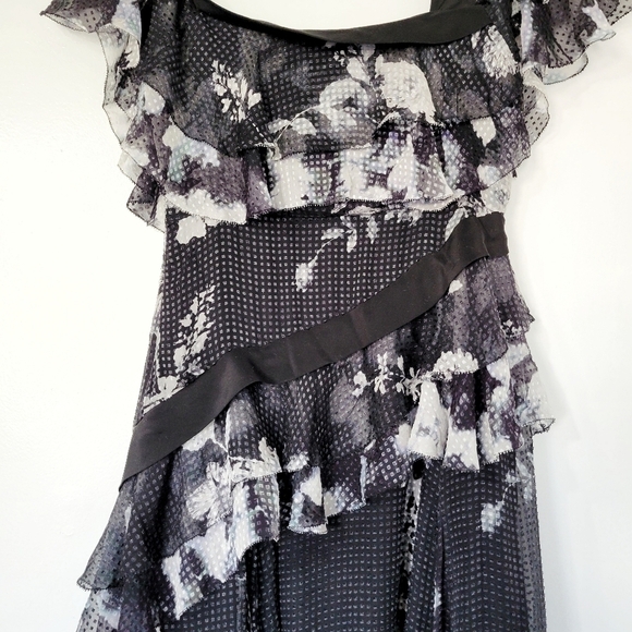 NEW Chelsea & Walker Cara Black & White Silk Jacquard Midi Dress Size 2 - Picture 11 of 16